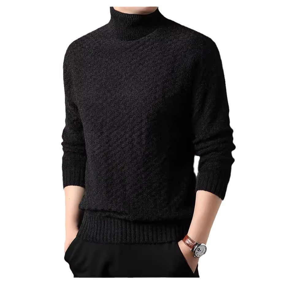Herren Strickpullover mit hohem Kragen und strukturiertem Design Aliams