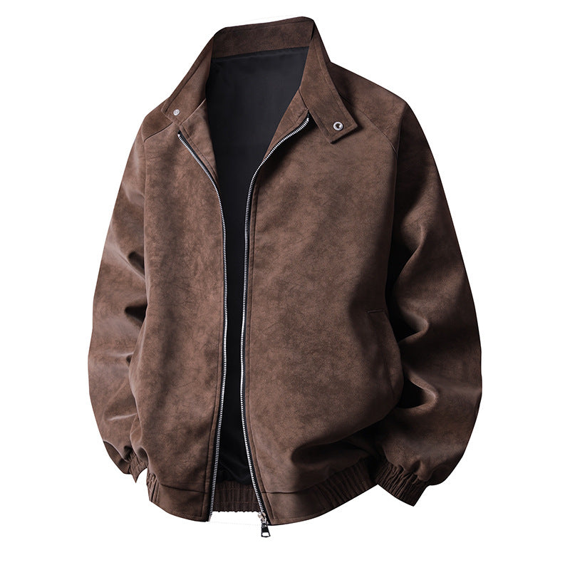 Herren stylische Kunstlederjacke im modernen Design und elastischen Bündchen Aliams