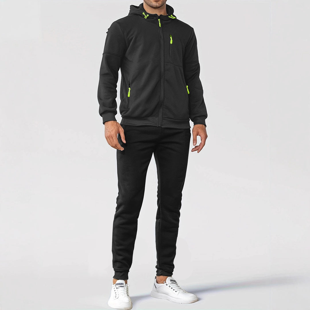 Herren Sportliches Sweatjacken- und Jogginghosen-Set mit funktionalen Taschen Aliams