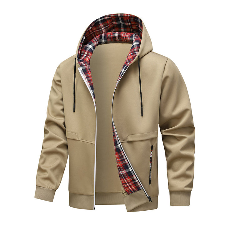 Herren sportliche Hybridjacke mit innenliegenden Karomuster Hedi-Mode