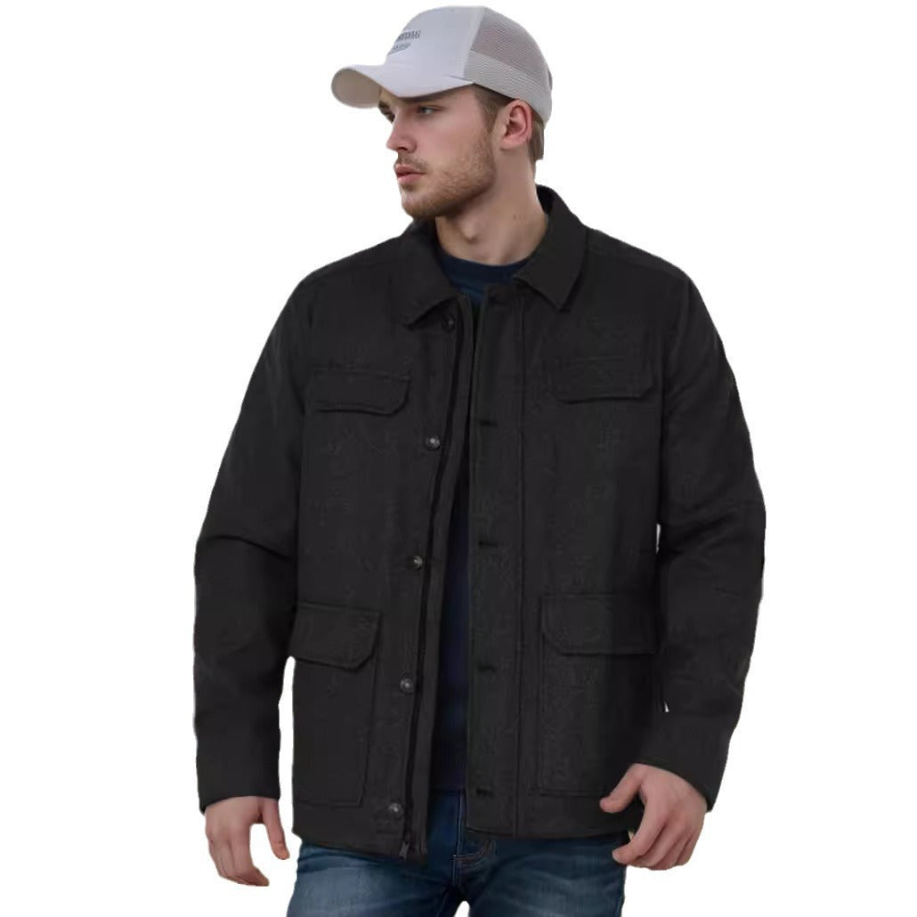 Herren Wolljacke mit funktionalen Taschen und modernem Schnitt Aliams