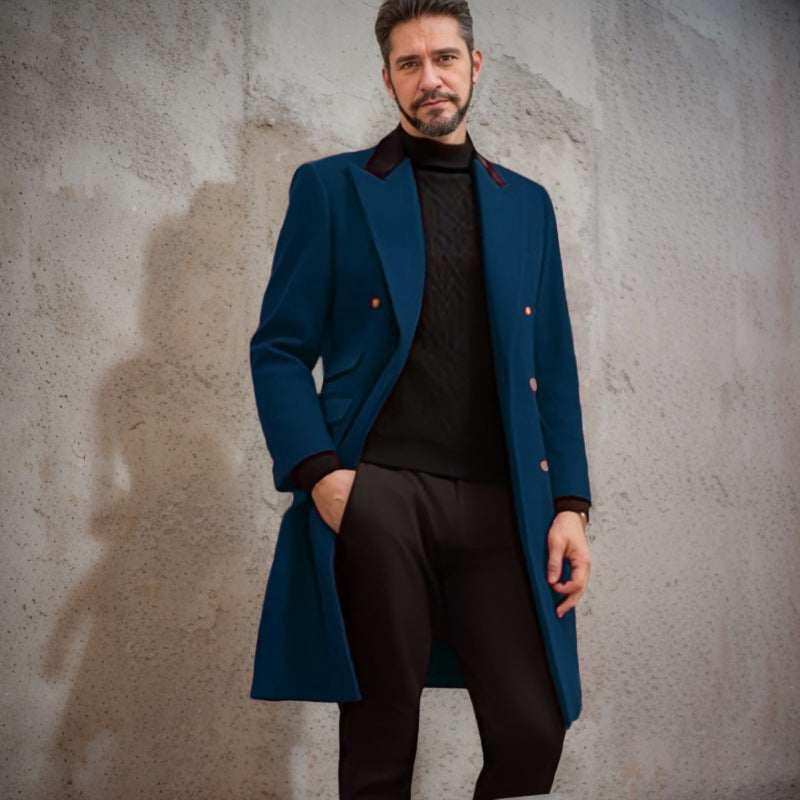 Herren eleganter Longblazer mit Doppelreihe Aliams