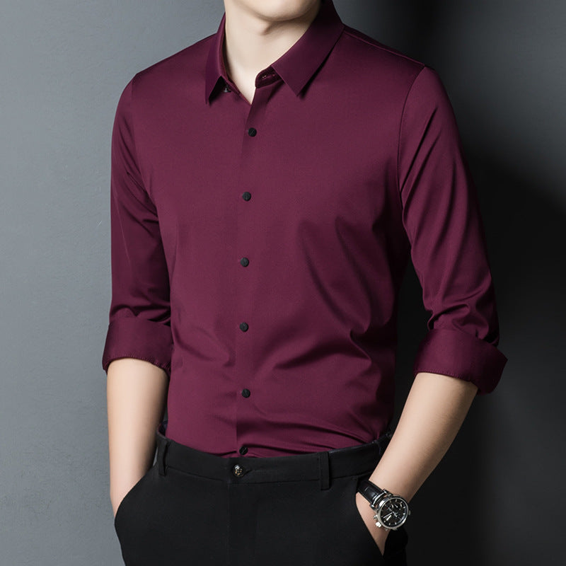 Herren elegantes Langarmhemd mit modernem Schnitt und hochwärtigem Kragen Aliams