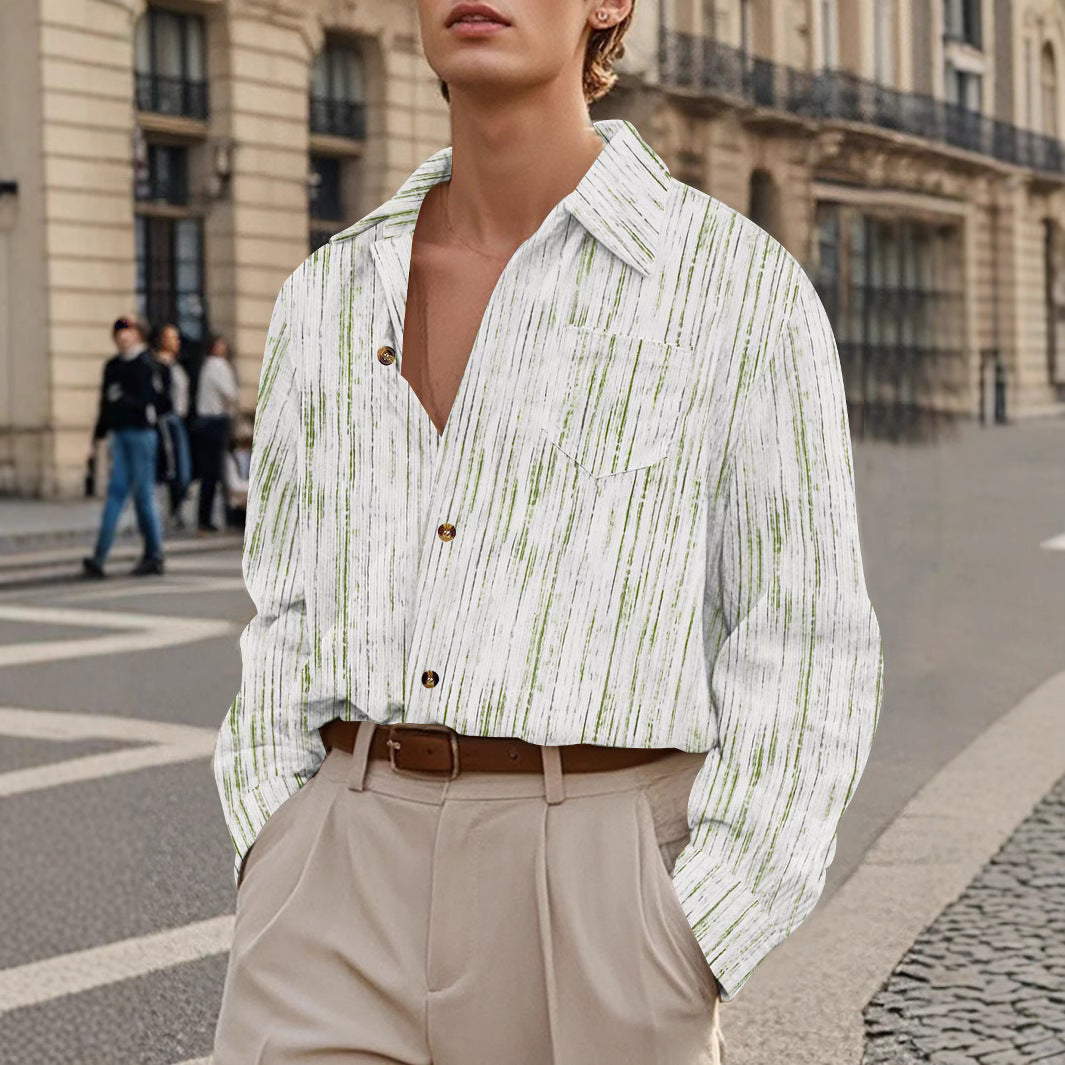 Herren Casual Hemd mit modischem Streifenmuster und praktischer Brusttasche Aliams