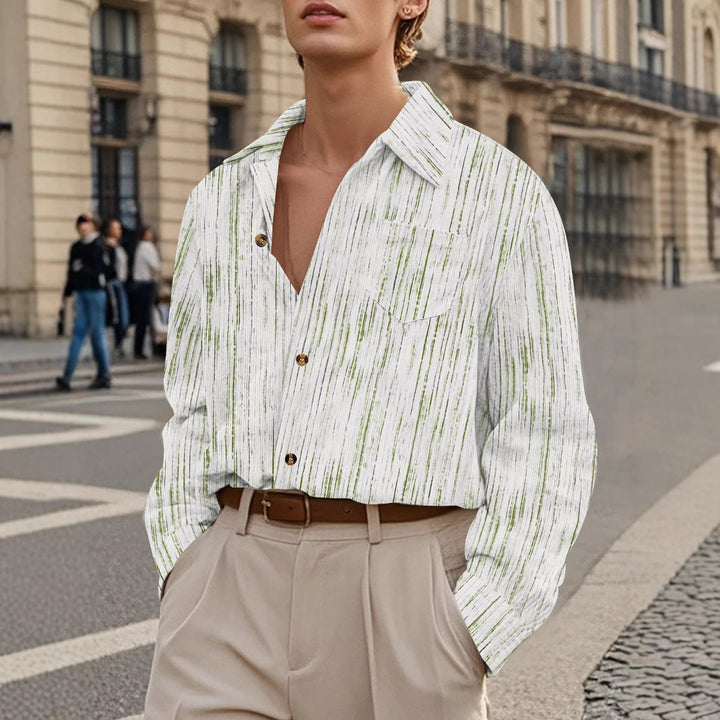 Herren Casual Hemd mit modischem Streifenmuster und praktischer Brusttasche Aliams