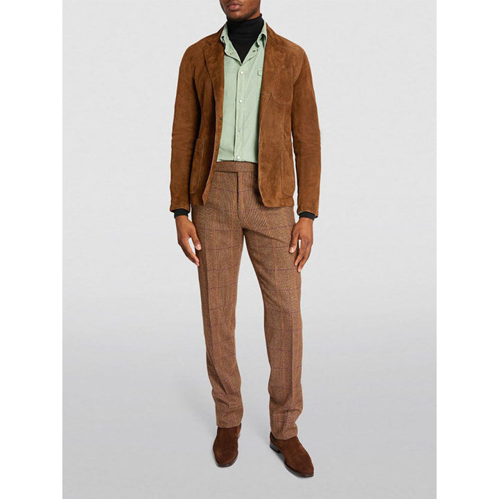 Herren Eleganter Wildlederblazer mit modernen Taschen und lässigem Schnitt Aliams