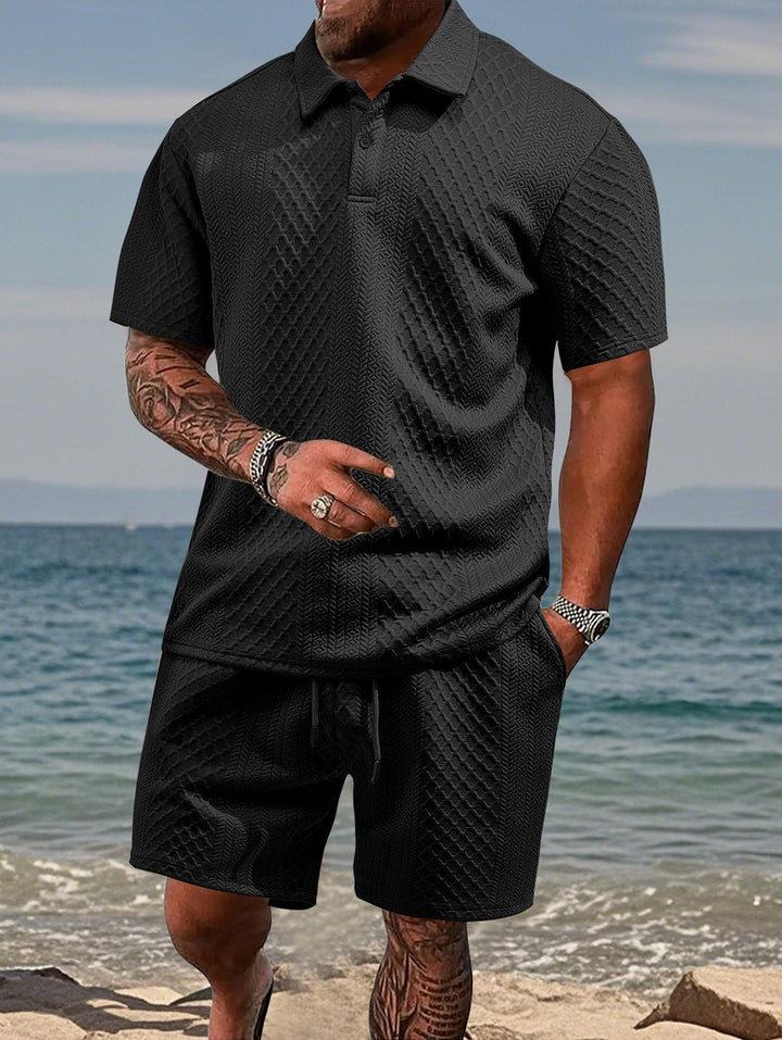 Herren Sportliches Polohemd und Shorts Set Aliams