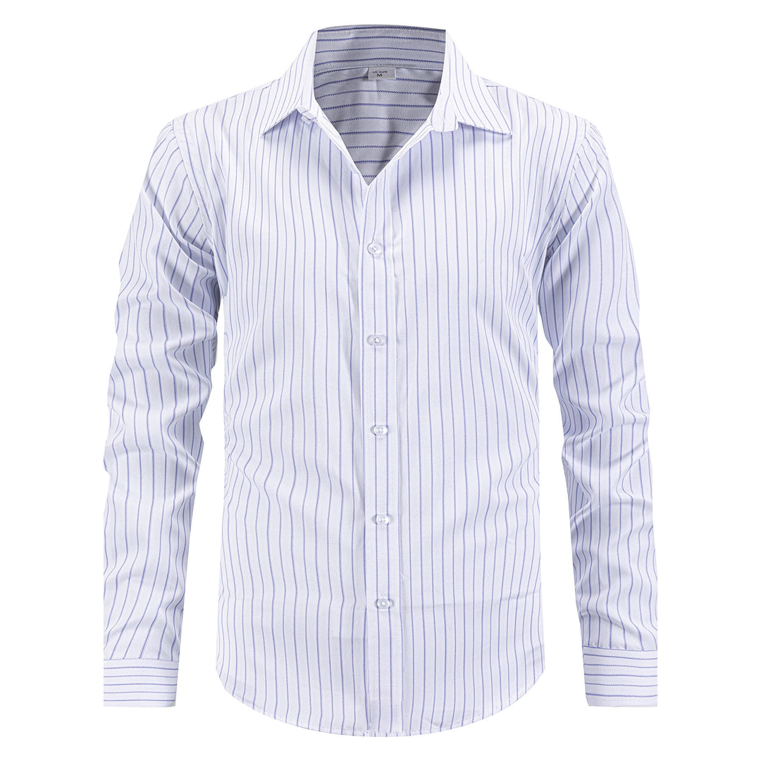 Herren elegantes gestreiftes Langarmhemd Aliams