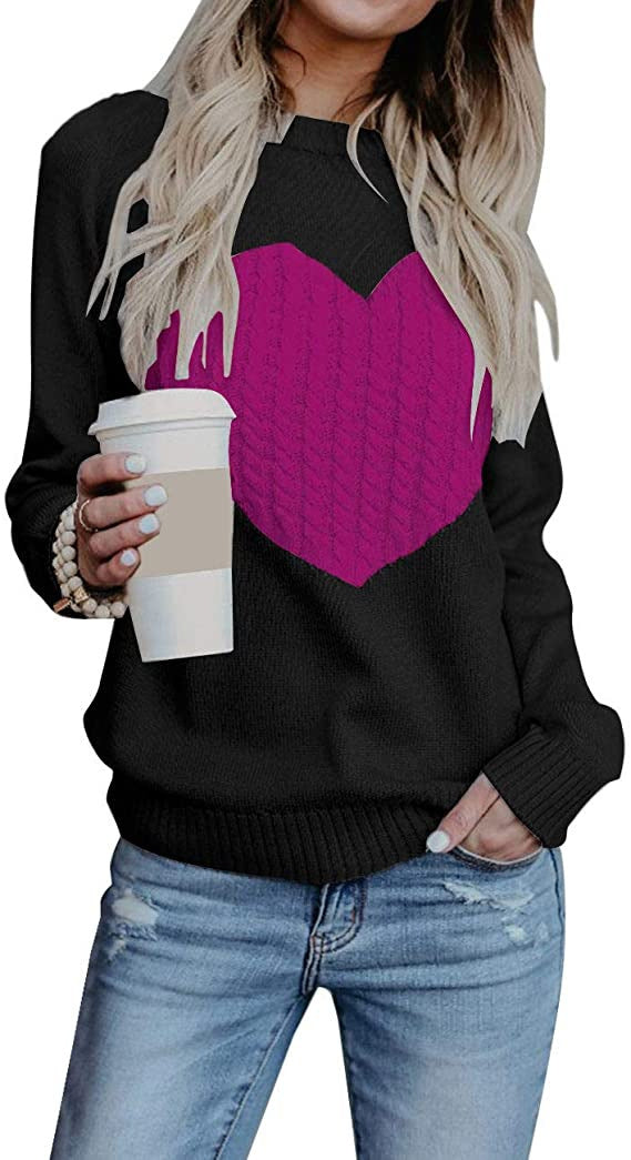 Damen eleganter Strickpullover mit herzförmigem Design und komfortablem Schnitt Aliams