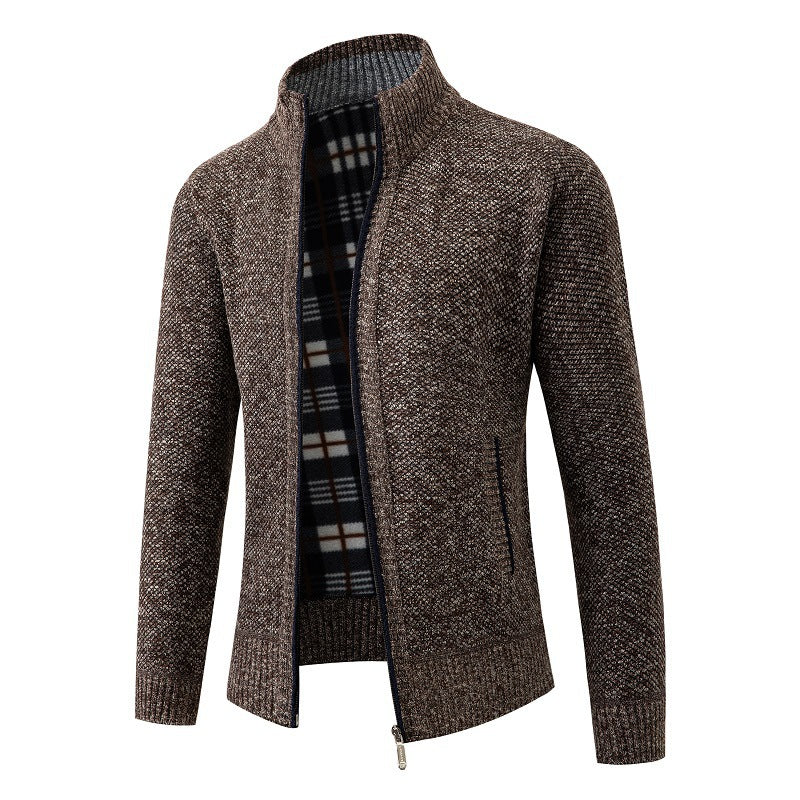 Herren elegante Strickjacke mit hohem Kragen und praktischem Reißverschluss Aliams