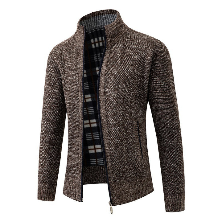 Herren elegante Strickjacke mit hohem Kragen und praktischem Reißverschluss Aliams