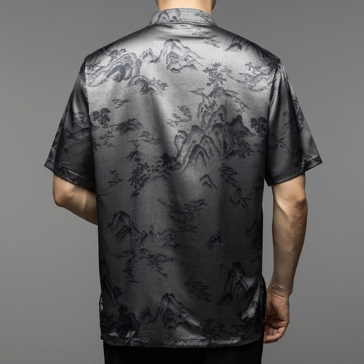 Herren Seidenhemd mit traditionellem asiatischem Muster Aliams