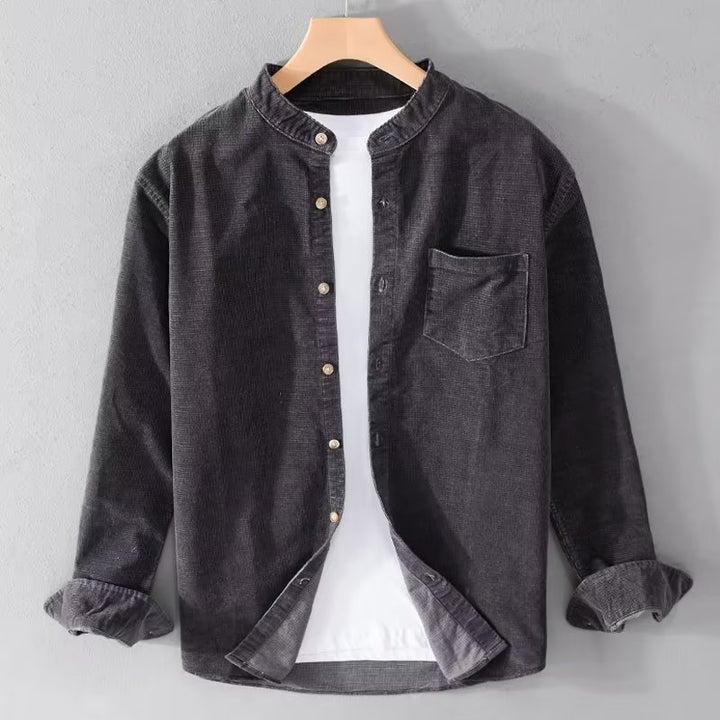 Herren Cordhemden mit Mandarin-Kragen und minimalistischem Design Aliams