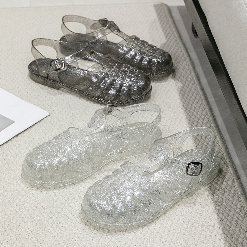 Damen Glitzernde Freizeit-Sandalen Im Riemchen-Stil mit Verstellbarem Verschluss Aliams