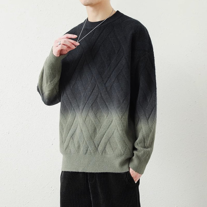 Herren Gemusterter Strickpullover mit modischem Farbverlauf Aliams
