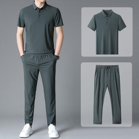 Herren Sportliches Ensemble aus atmungsaktiver Poloshirt und Jogginghose Aliams