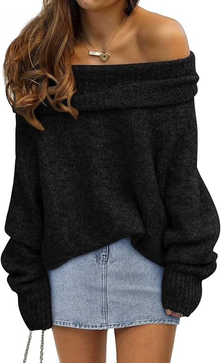 Damen Oversized Pullover mit schulterfreiem Design Aliams