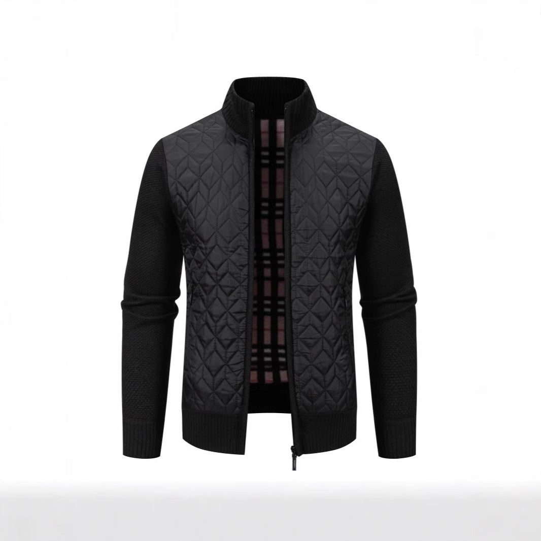 Herren Steppjacke mit hohem Kragen und eleganter Strickästhetik Aliams