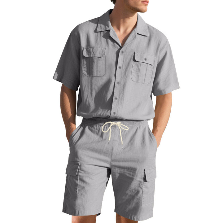 Herren Freizeit-Outfit mit lässigem Hemd und praktischen Cargo-Shorts Aliams