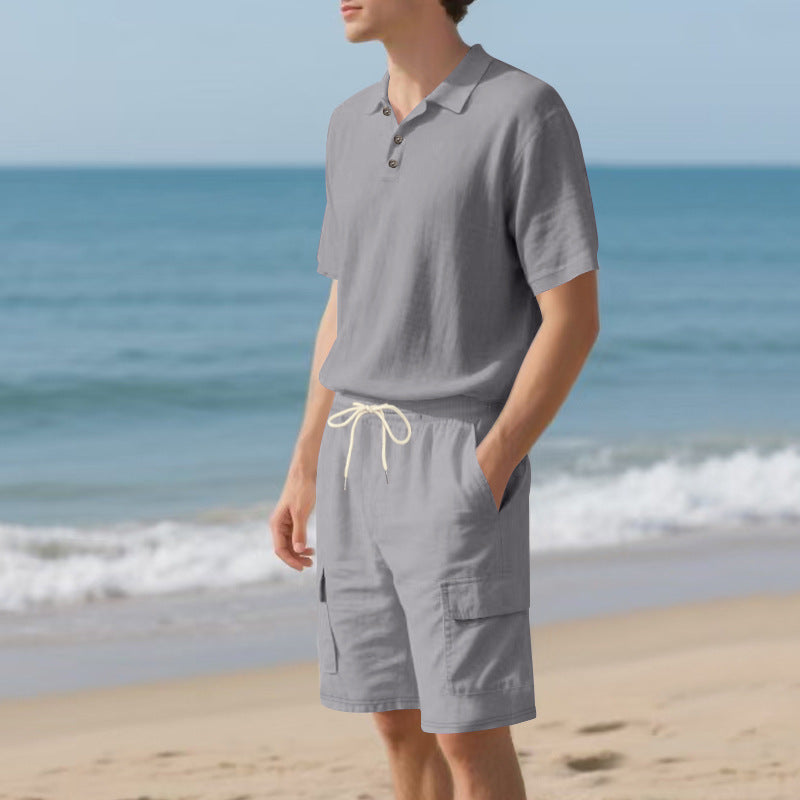 Herren Poloshirt und Badeshorts mit praktischen Taschen Aliams