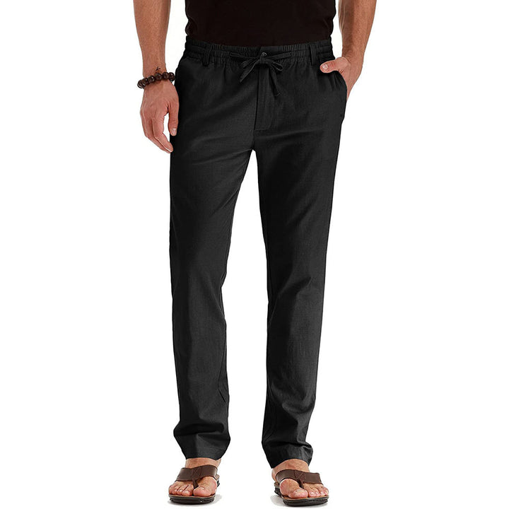 Herren Relaxed Fit Leinenhose mit elastischem Bund und komfortabler Passform Aliams