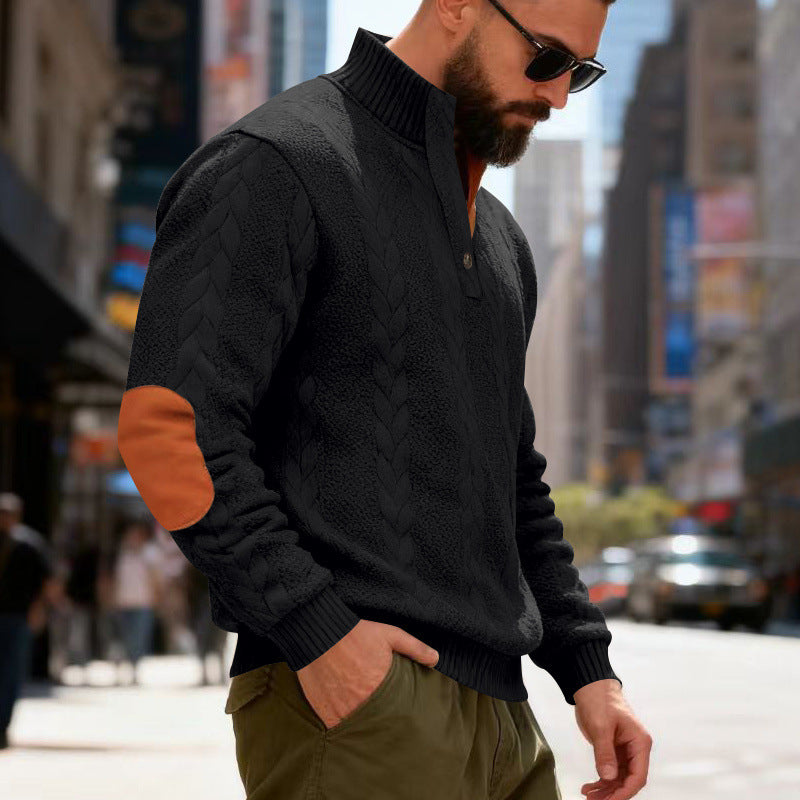 Herren gestrickter Pullover mit Kontrastdetails und modernem Knopfverschluss Aliams