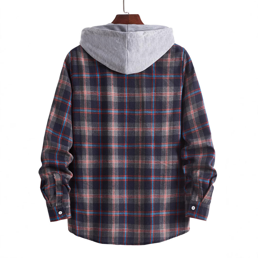 Herren Flanellhemd mit abnehmbarer Kapuze Aliams