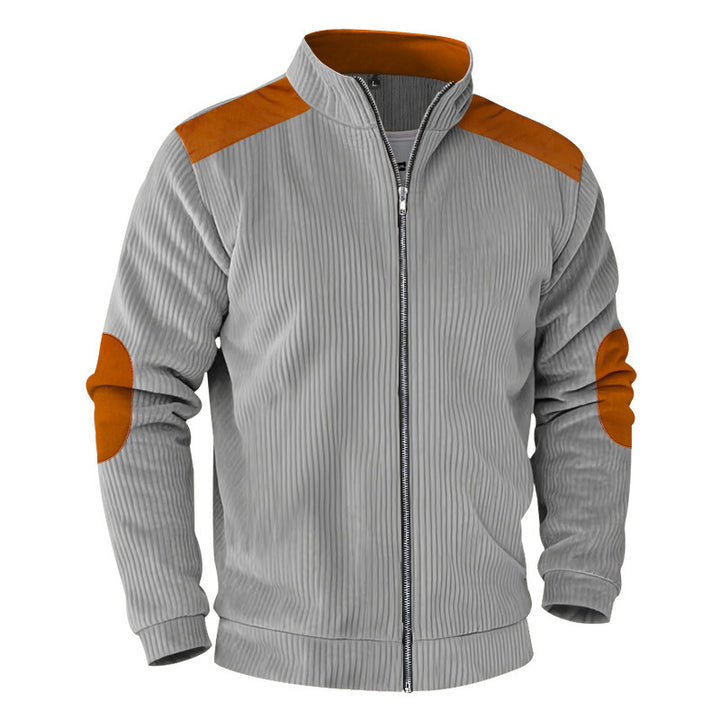 Herren sportliche Jacke mit strukturierten Ärmeln und Stehkragen Aliams