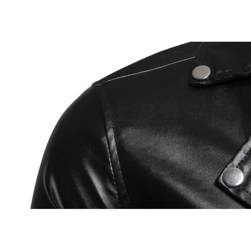 Herren Kunstleder Bikerjacke mit asymmetrischem Reißverschluss Aliams