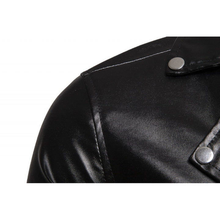 Herren Kunstleder Bikerjacke mit asymmetrischem Reißverschluss Aliams