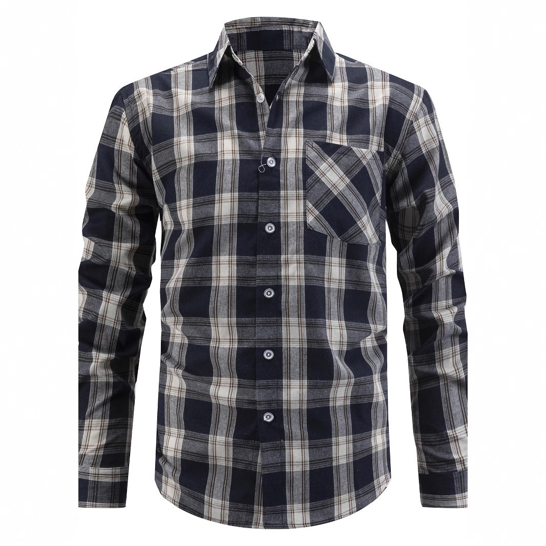 Herren komfortables Langarmhemd mit Karo-Muster Aliams
