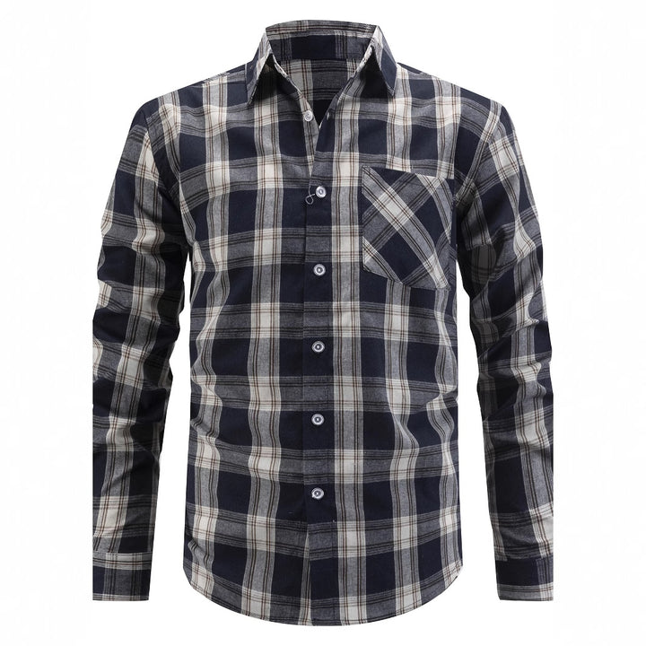 Herren komfortables Langarmhemd mit Karo-Muster Aliams