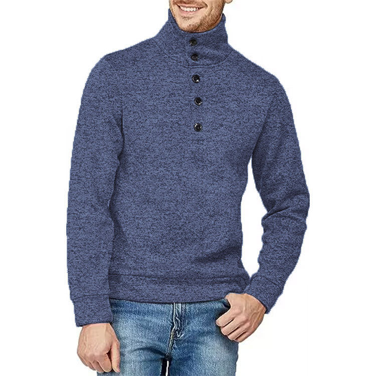 Herren Hochwertiger Pullover mit Stehkragen und Knopfdetail Aliams