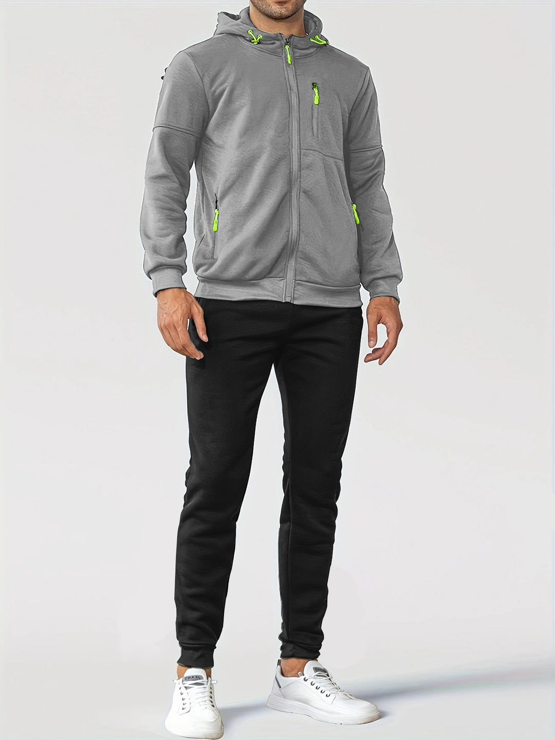 Herren Sportliches Sweatjacken- und Jogginghosen-Set mit funktionalen Taschen Aliams