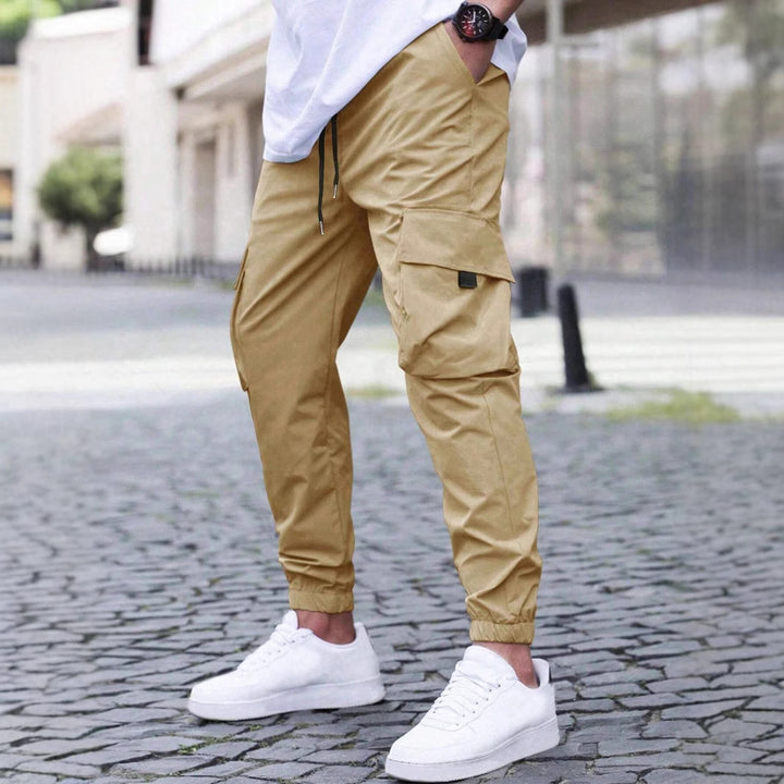 Herren praktische Cargo-Jogginghose mit elastischem Bund und mehreren Seitentaschen Aliams