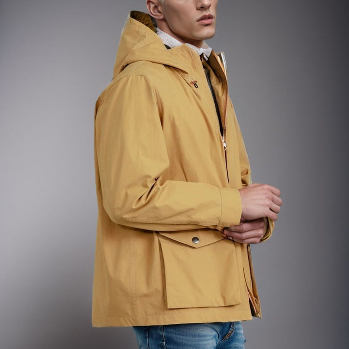 Herren funktionale Übergangsjacke mit verstellbarem Kapuzenkragen Aliams