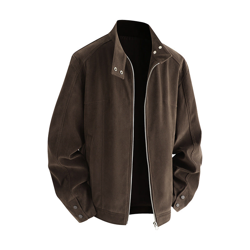 Herren Freizeitjacke aus weichem Kunstleder mit praktischem Kragen und Reißverschluss Aliams