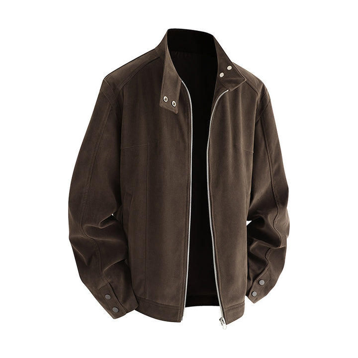 Herren Freizeitjacke aus weichem Kunstleder mit praktischem Kragen und Reißverschluss Aliams