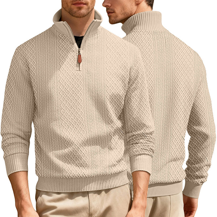 Herren Strickpullover mit hohem Kragen und strukturierter Oberfläche Aliams