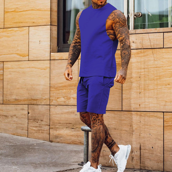 Herren sportliches Tanktop und Shorts-Set mit elastischem Bund Aliams