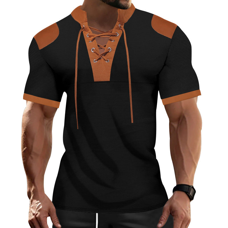 Herren sportliches Kurzarm-Shirt mit modischem Latz Aliams