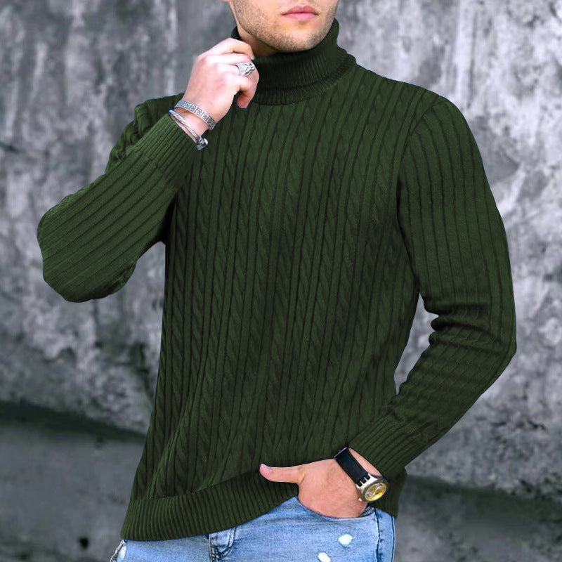 Herren eleganter Rollkragenpullover mit exquisiter Zopfmusterstruktur Aliams