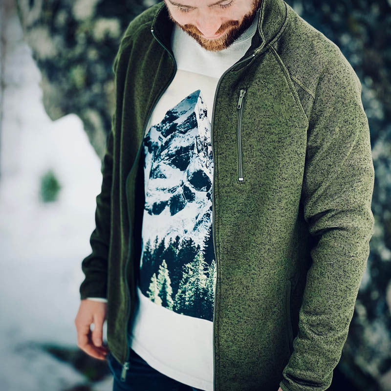 Herren Fleecejacke mit hohem Kragen und praktischen Reißverschlusstaschen Aliams