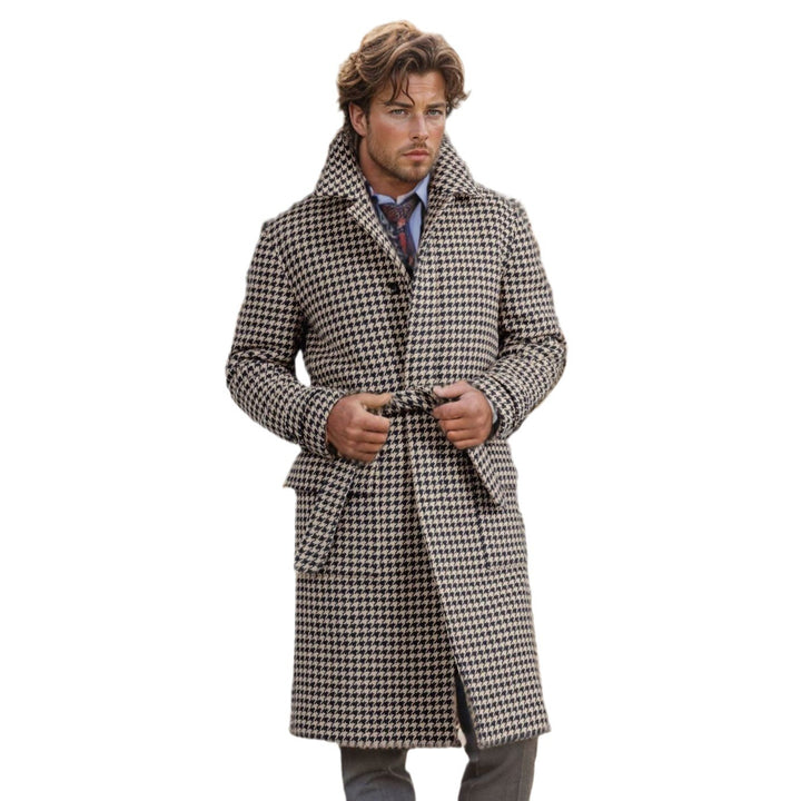 Herren eleganter Karomantel mit praktischen Taschen und modernem Schnitt Aliams