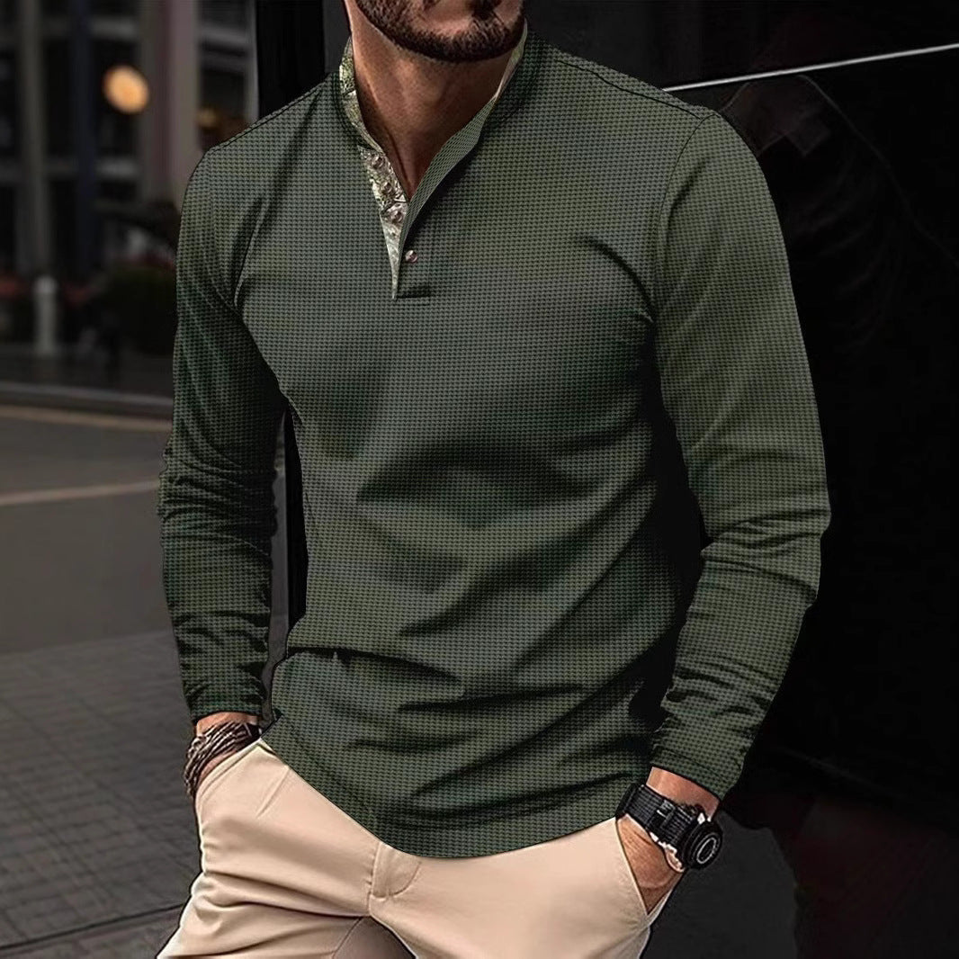 Herren elegantes Langarmshirt mit modischem Kragen und strukturiertem Design Aliams