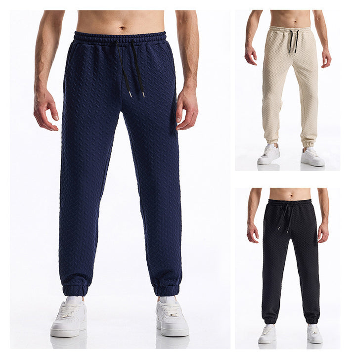 Herren bequeme Freizeithose mit elastischem Bund und Strukturmuster Aliams