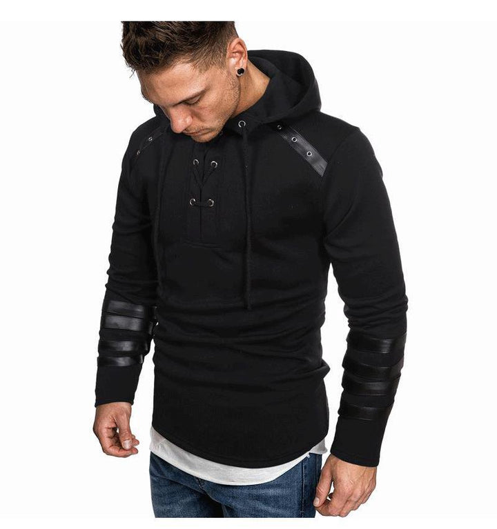 Herren Hoodie mit innovativem Leder-Detail Aliams