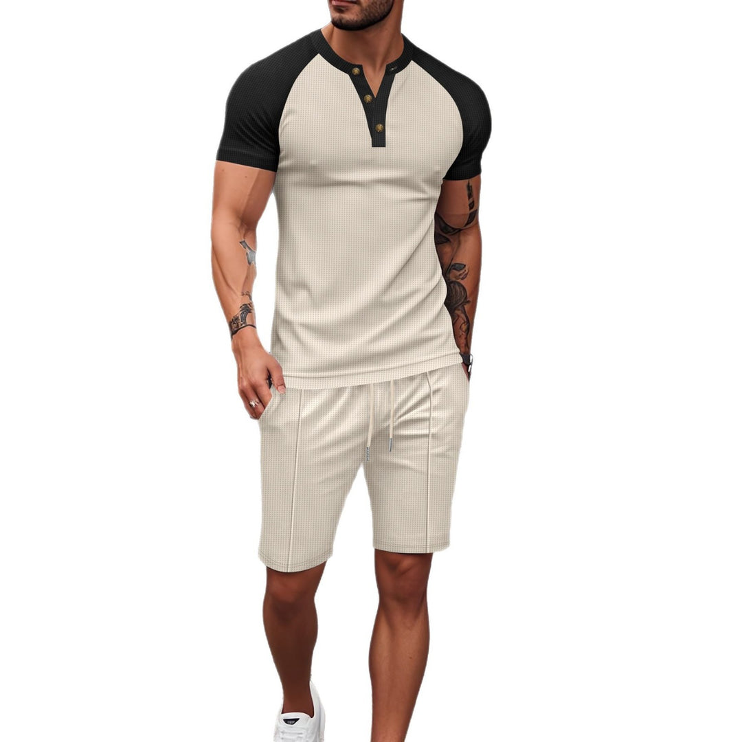 Herren Sportliches Oberteil mit Knopfleiste und Passenden Shorts Aliams