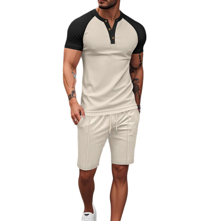 Herren Sportliches Oberteil mit Knopfleiste und Passenden Shorts Aliams