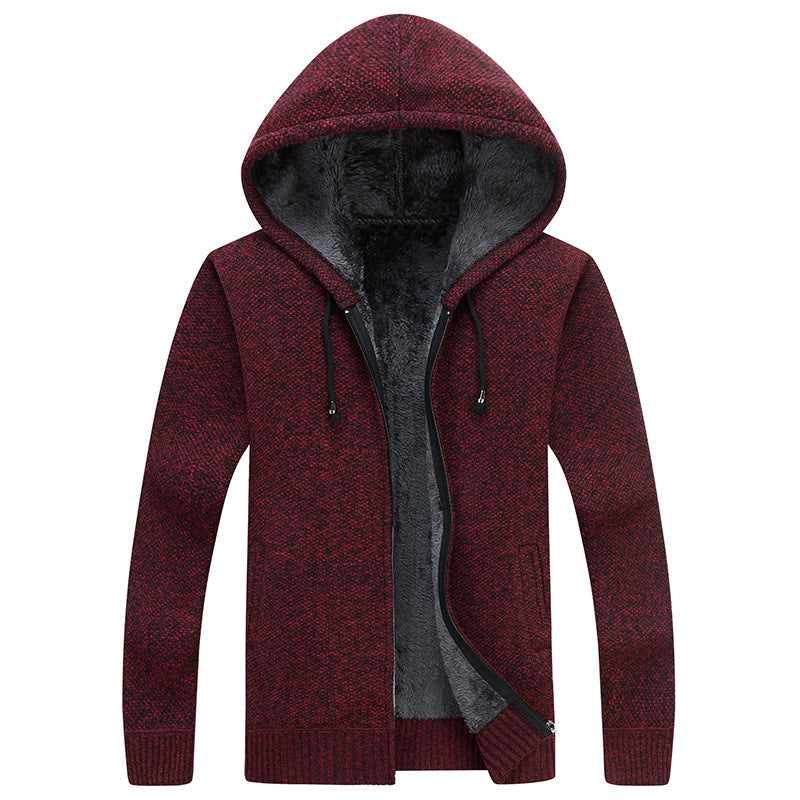 Herren bequeme Fleece-Jacke mit Kapuze und weichem Innenfutter Aliams